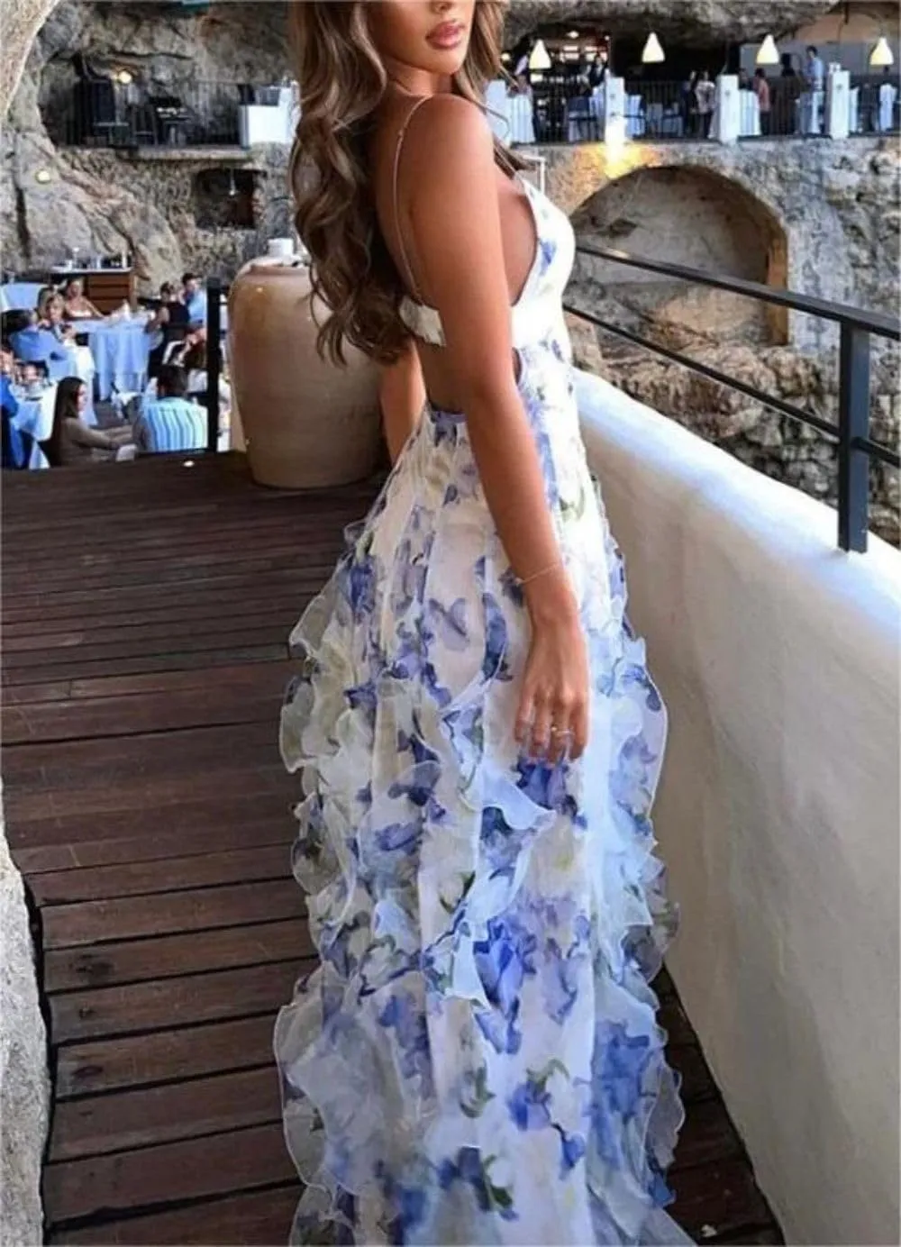 Women's Bohemian Holiday Style Strappy Dress Slim Vintage Valentine's Day Evening Gowns Prom