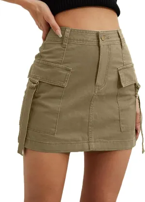 Women's Cargo Skirt Casual Wrap Bodycon Pockets Skirts Solid Color Low Waisted Pure Comfort Skirt 2025 Outfits