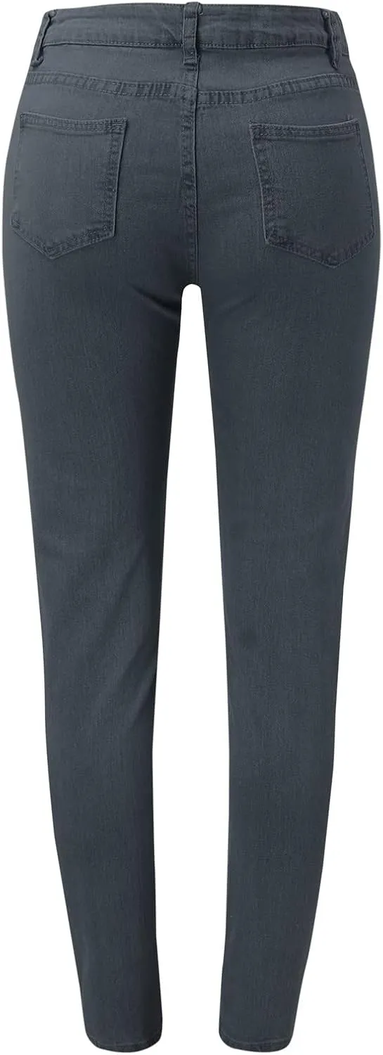 Women's Classic Slim Fit Pull-On Jeans Pants Butt Lifting Stretchy High Waist Straight Leg Denim Trousers with Pockets