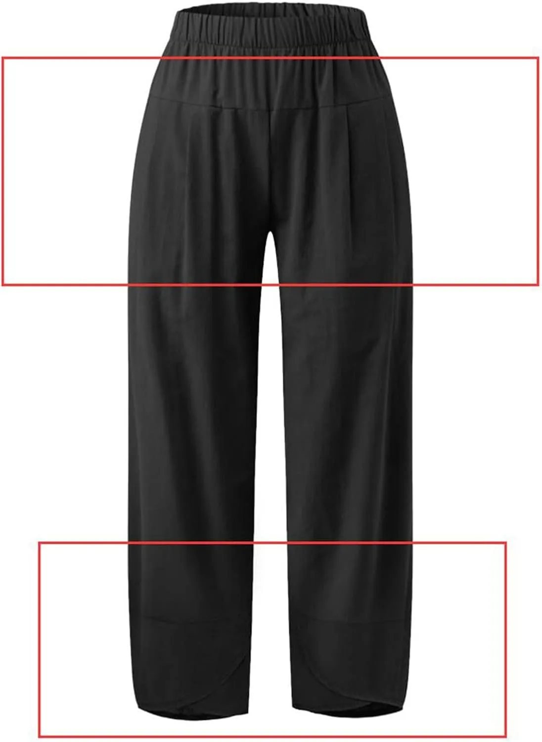 Womens Cotton Linen Summer Baggy Palazzo Pants Elastic Waist Ankle Length Slim-Fit Trousers Beach