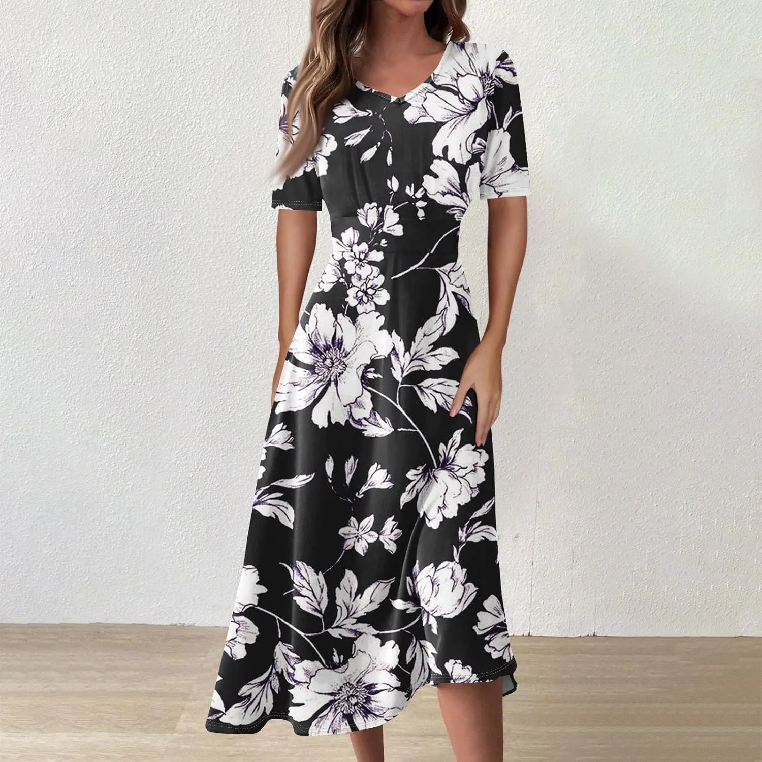 Womens Dresses Cotton Flowy Dresses for Women 2025 Casual Plus Size Floral Print Maxi Dresses