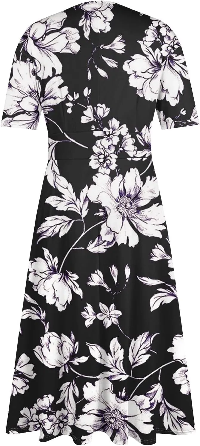 Womens Dresses Cotton Flowy Dresses for Women 2025 Casual Plus Size Floral Print Maxi Dresses