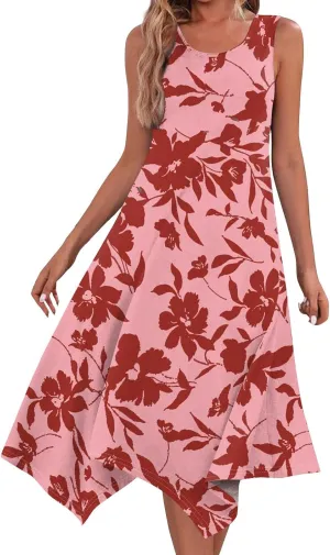 Womens Dresses Dresses for Women 2025 Elegant Swing Floral Print Cotton Spring Summer Sundress Maxi