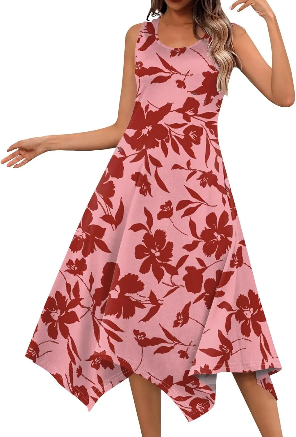Womens Dresses Dresses for Women 2025 Elegant Swing Floral Print Cotton Spring Summer Sundress Maxi