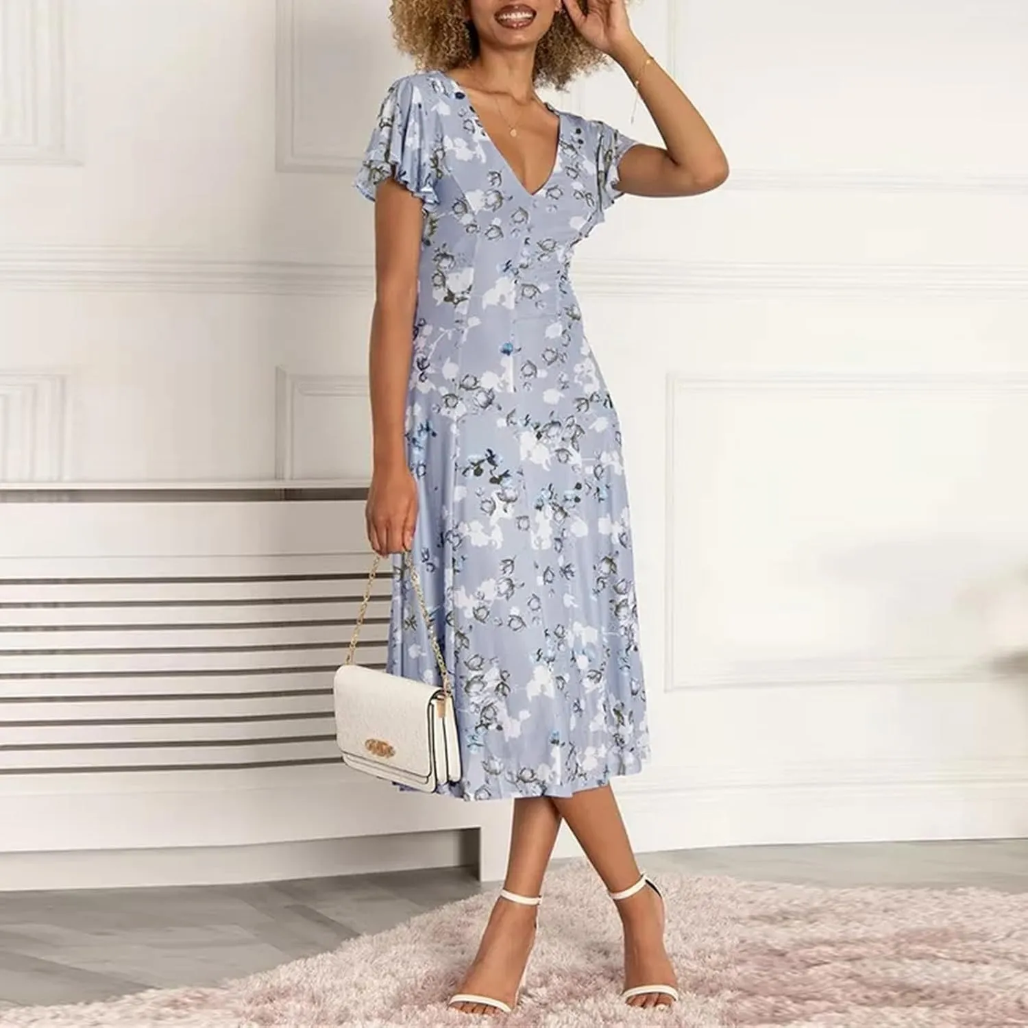 Womens Dresses Maxi Dresses for Women Summer Dresses for Women 2025 Ruffle Short Sleeve Floral