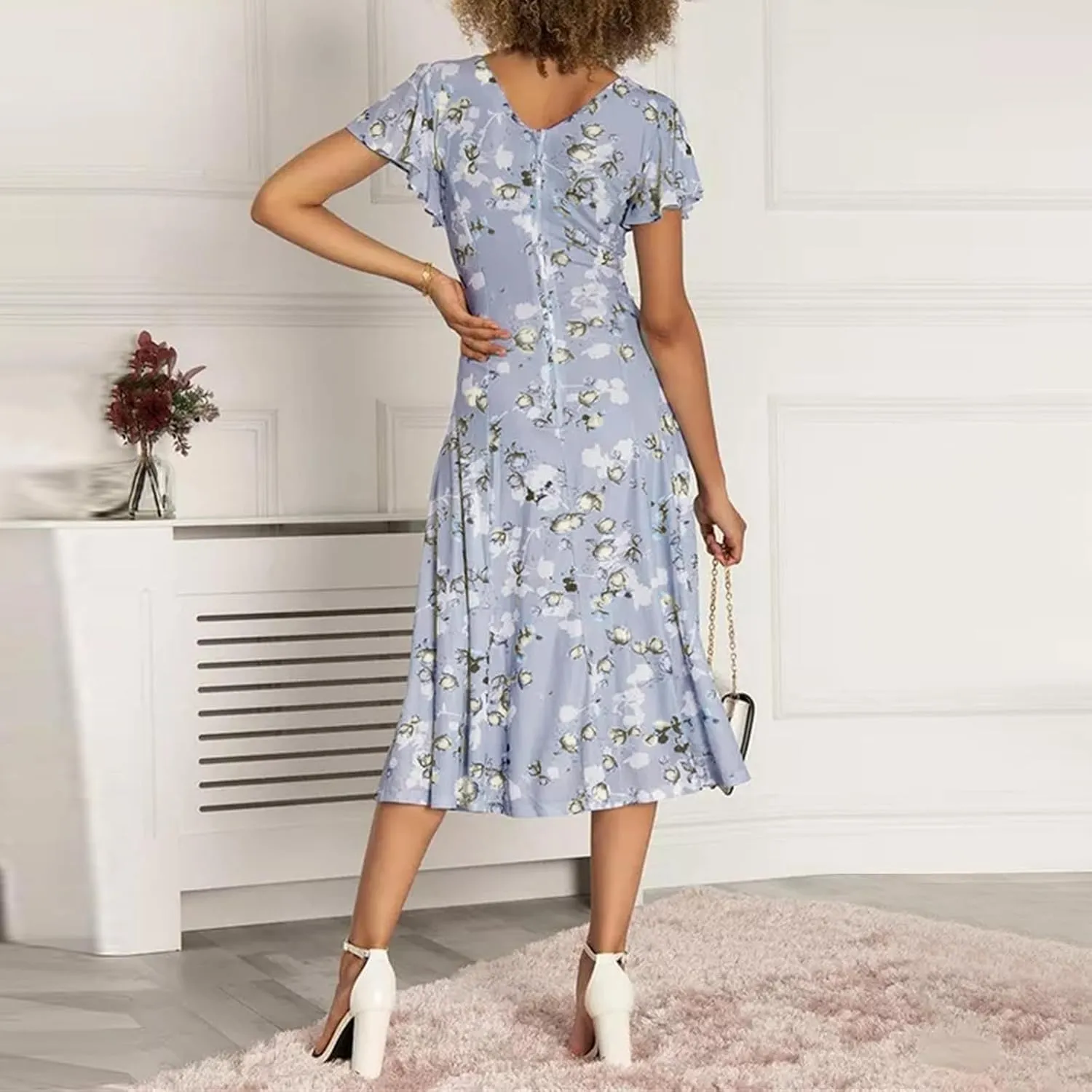 Womens Dresses Maxi Dresses for Women Summer Dresses for Women 2025 Ruffle Short Sleeve Floral