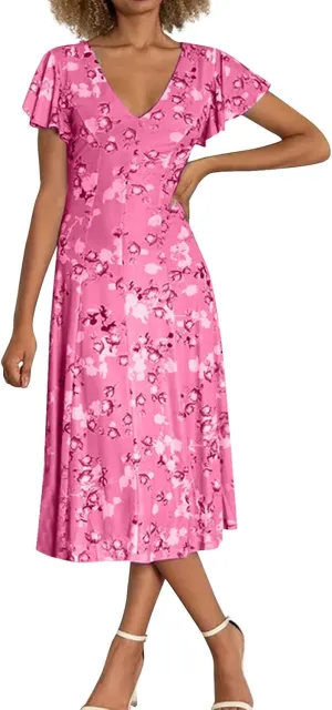 Womens Dresses Maxi Dresses for Women Summer Dresses for Women 2025 Ruffle Short Sleeve Floral