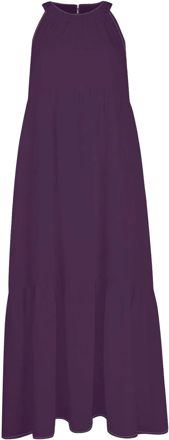 Womens Dresses Sleeveless Maxi Dresses for Women 2025 High Waisted Loose Swing Patchwork Spring