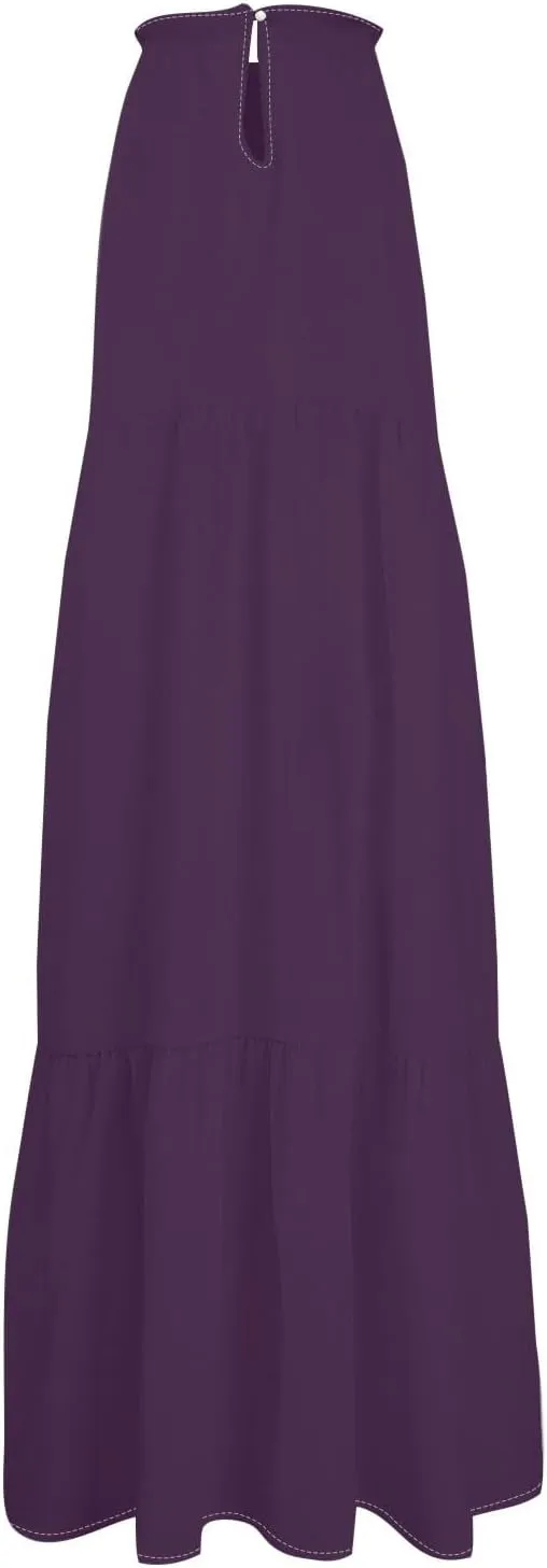 Womens Dresses Sleeveless Maxi Dresses for Women 2025 High Waisted Loose Swing Patchwork Spring