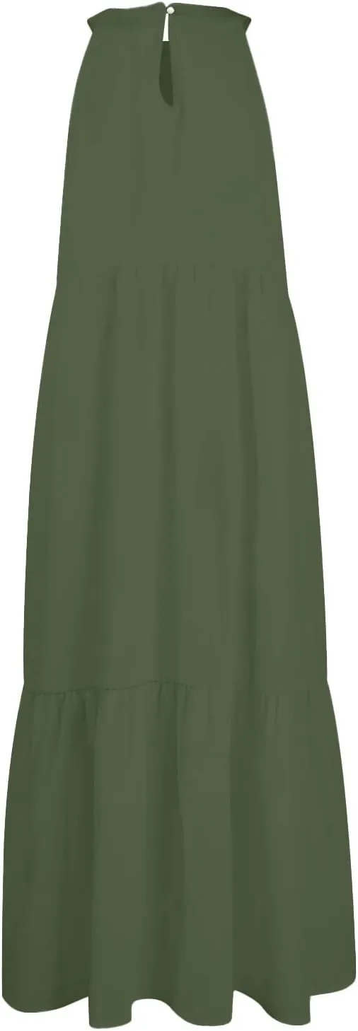 Womens Dresses Sleeveless Maxi Dresses for Women 2025 High Waisted Loose Swing Patchwork Spring