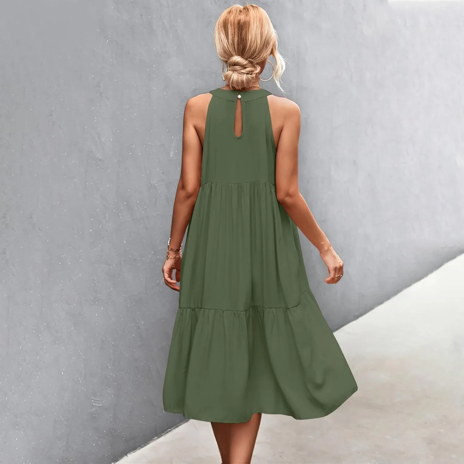 Womens Dresses Sleeveless Maxi Dresses for Women 2025 High Waisted Loose Swing Patchwork Spring