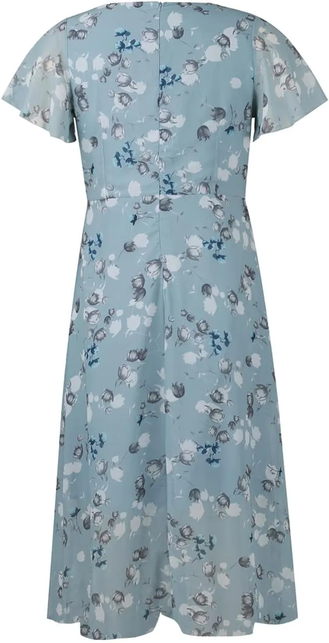 Womens Dresses Spring Summer Swing Casual Fitted Maxi Dresses for Women 2025 Ruffle Short Sleeve