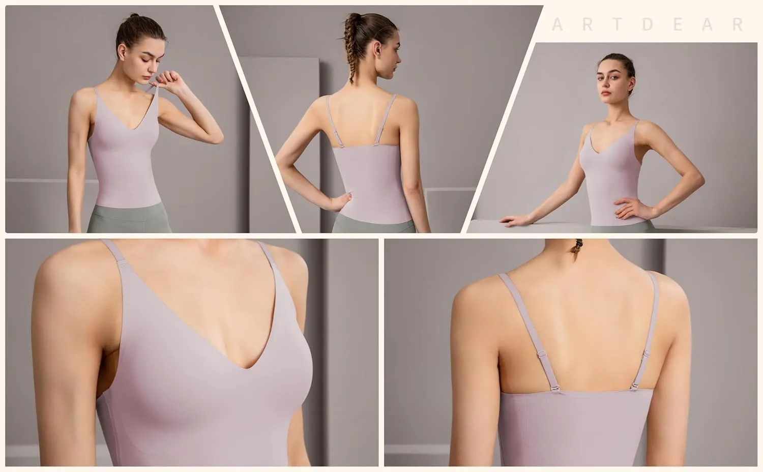 Women's Fit Camisole with Built in Bra - Spaghetti Straps Camis Tank