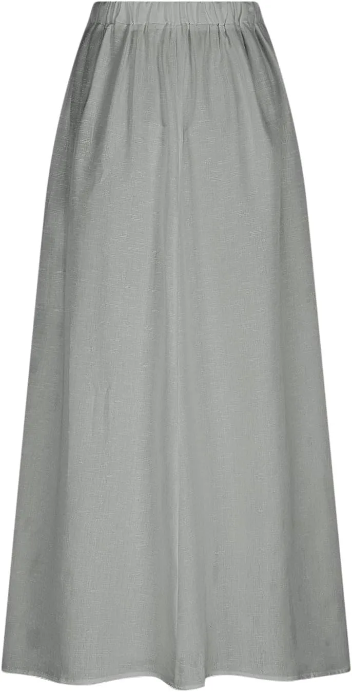 Women's Flowy Maxi Skirt Ankle Length High Waist A-line Skirts Summer Casual Flowy Long Skirts with Pockets