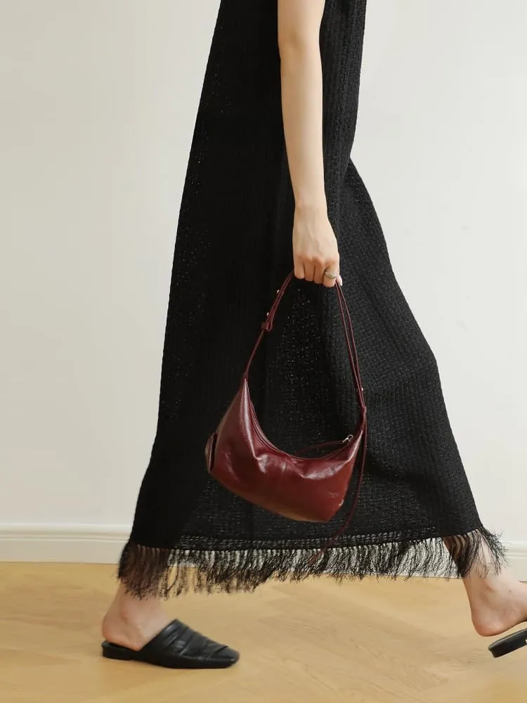 Women's Leather Handbag Shoulder Crossbody Armpit Bag Dumpling Pillow Bag Clutch Purse Hobo Versatile Stylish Chic