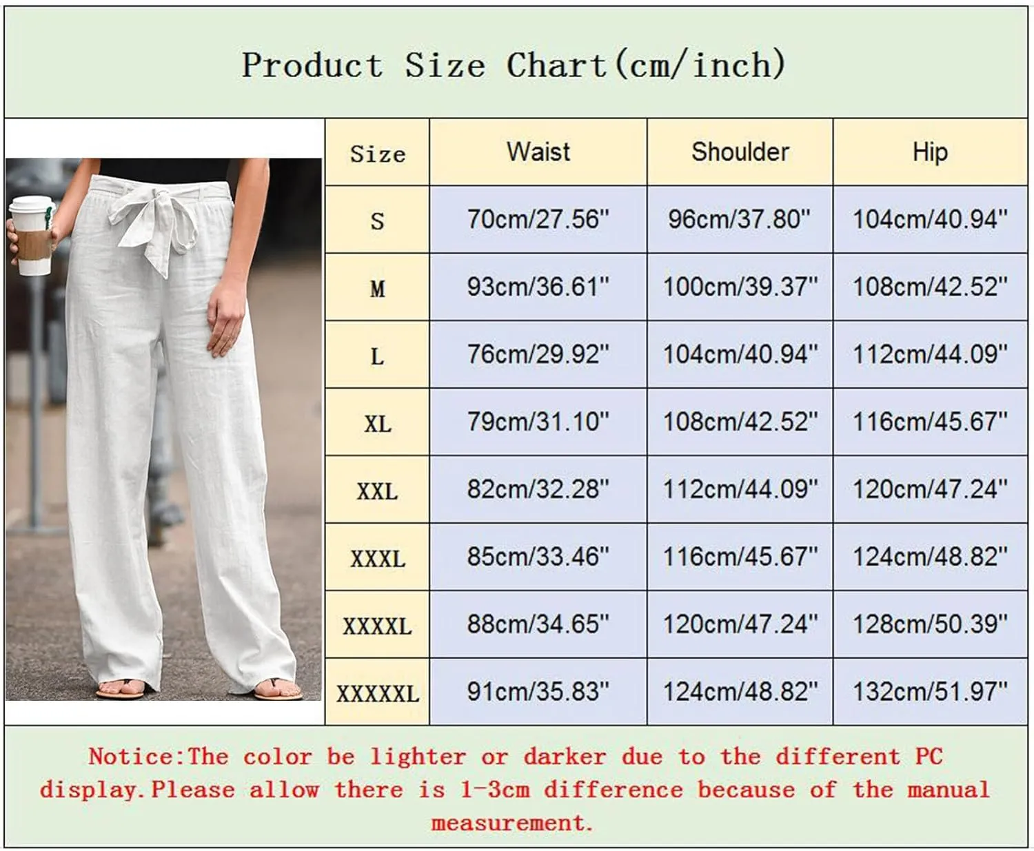 Women's Linen Blend Summer Casual Flowy Palazzo Lounge Pants Elastic Waisted Stretchy Straight Loose Fit