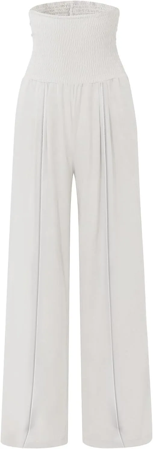 Women's Linen Blend Summer Palazzo Palazzo Pants High Waist Straight Slim Fit Pants Business Work