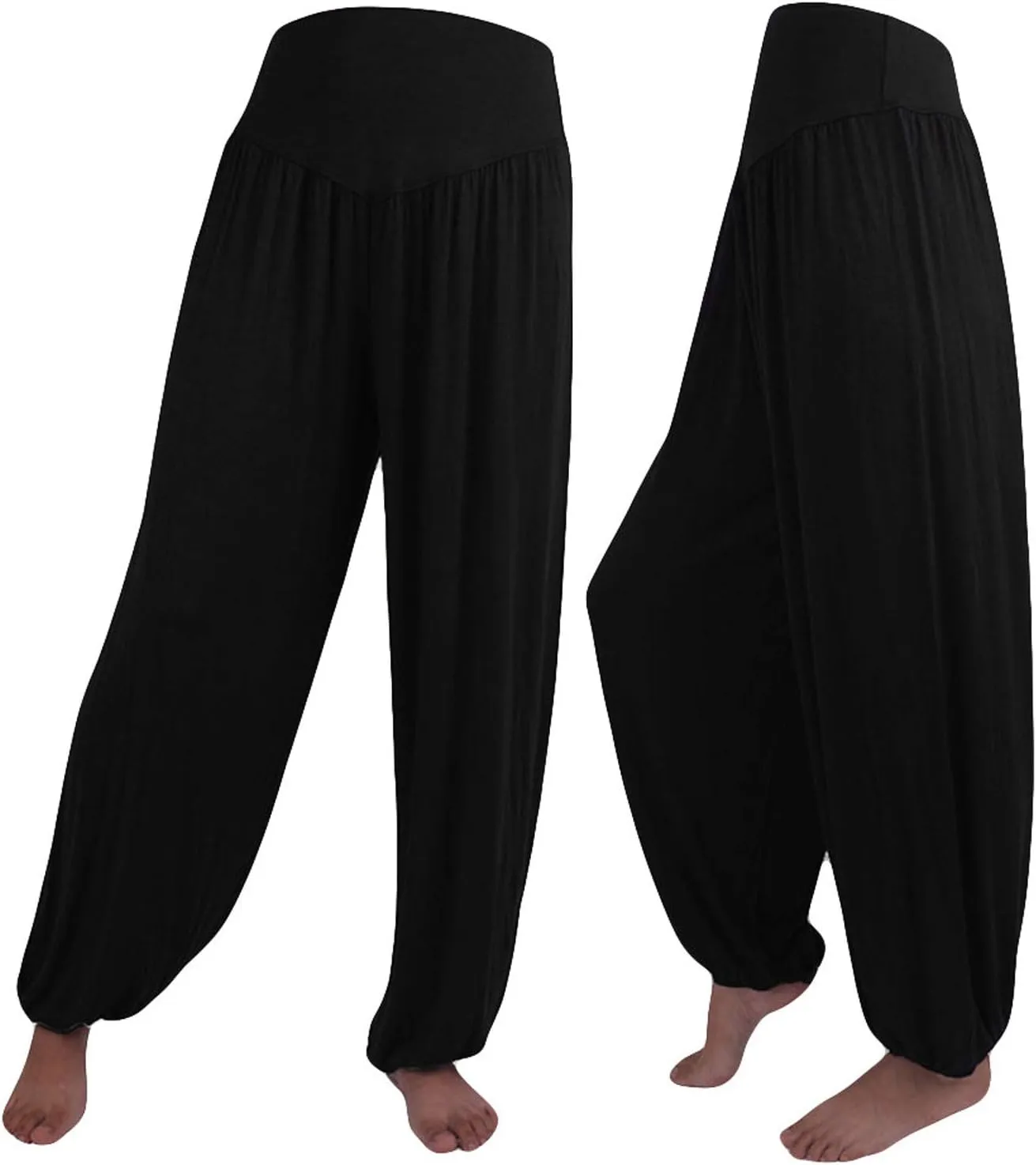 Women's Linen Blend Summer Pull On Palazzo Pants Low Waist Stretchy Straight Loose Fit Trousers Office