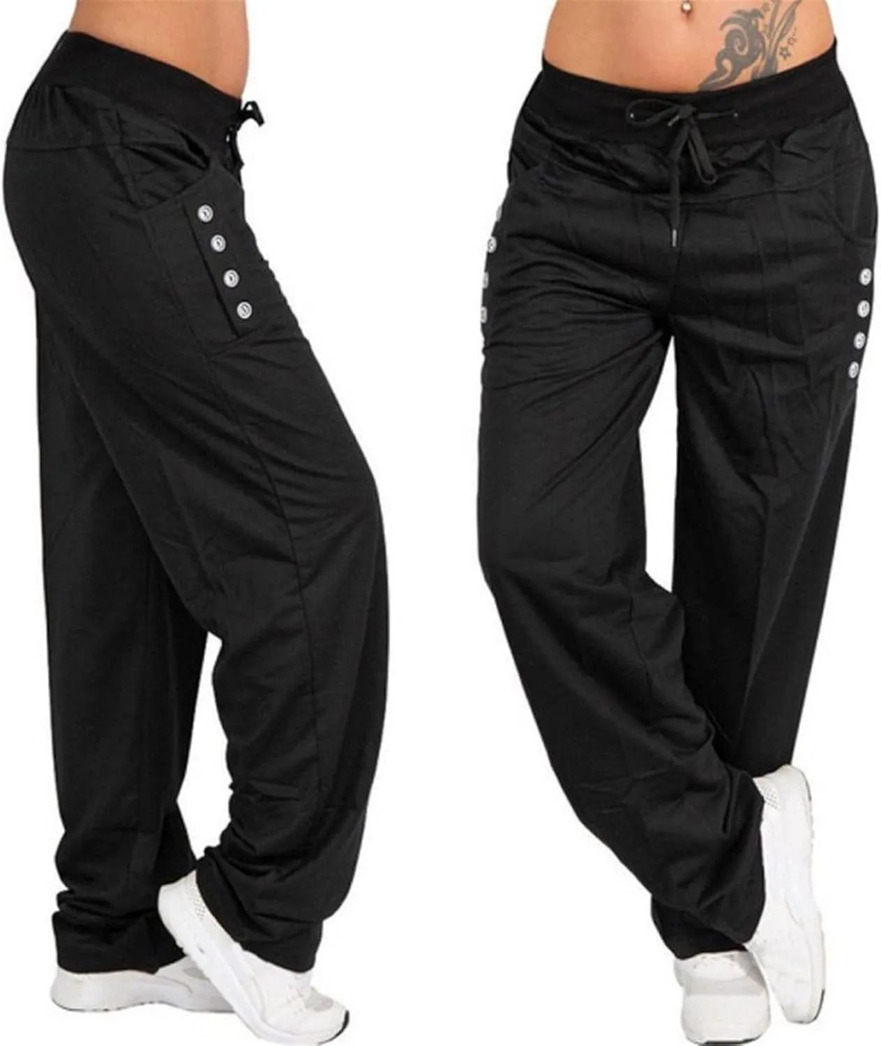 Women's Linen Blend Summer Pull On Pants Low Waist Ankle Length Slim Fit Trousers Travel