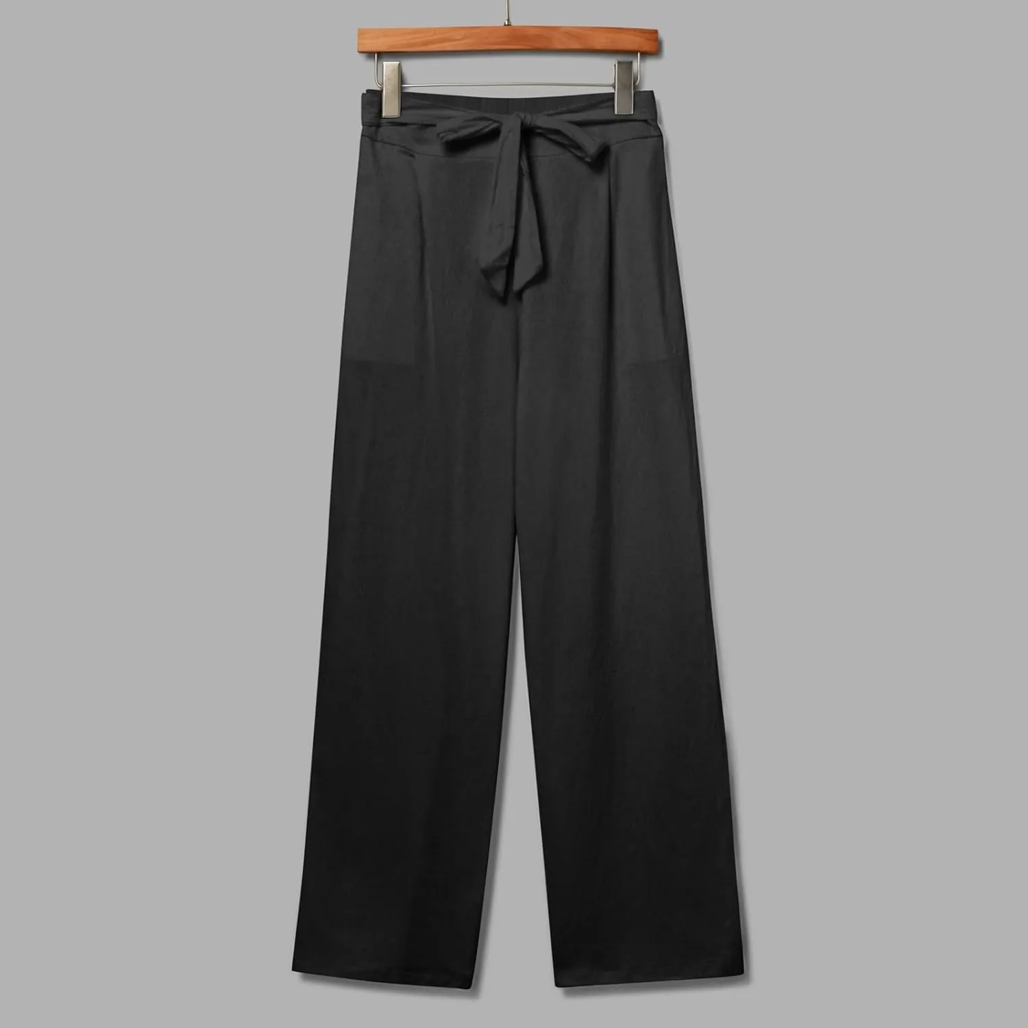 Womens Linen Summer Drawstring Pant Trousers Elastic Waisted Wide Leg Loose Fit Pants Beach