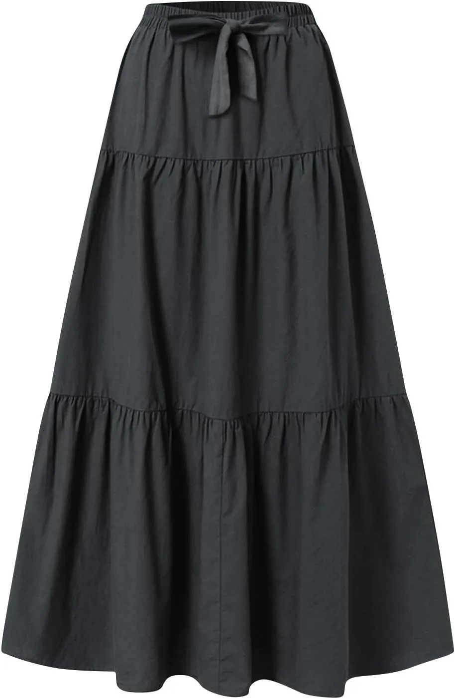 Women's Long Elastic High Waist Retro Pleated A-Line Flared Maxi Skirts