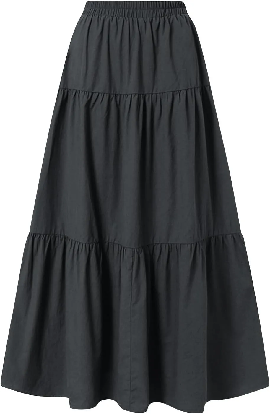 Women's Long Elastic High Waist Retro Pleated A-Line Flared Maxi Skirts