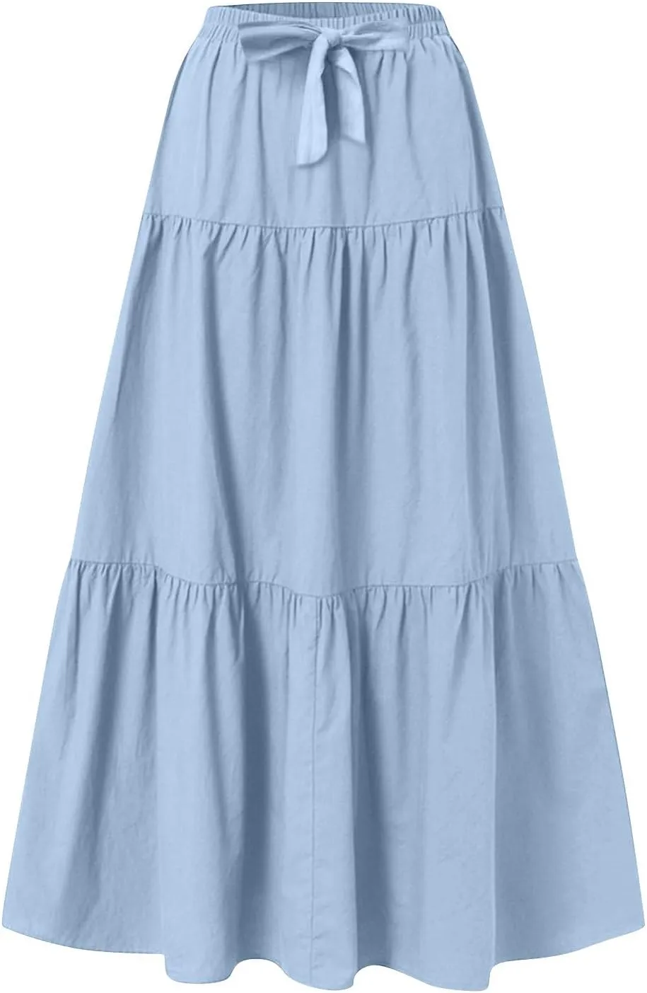 Women's Long Elastic High Waist Retro Pleated A-Line Flared Maxi Skirts