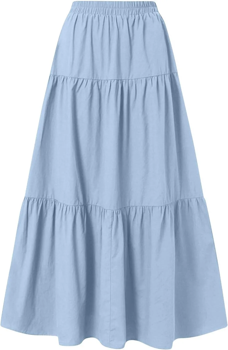 Women's Long Elastic High Waist Retro Pleated A-Line Flared Maxi Skirts