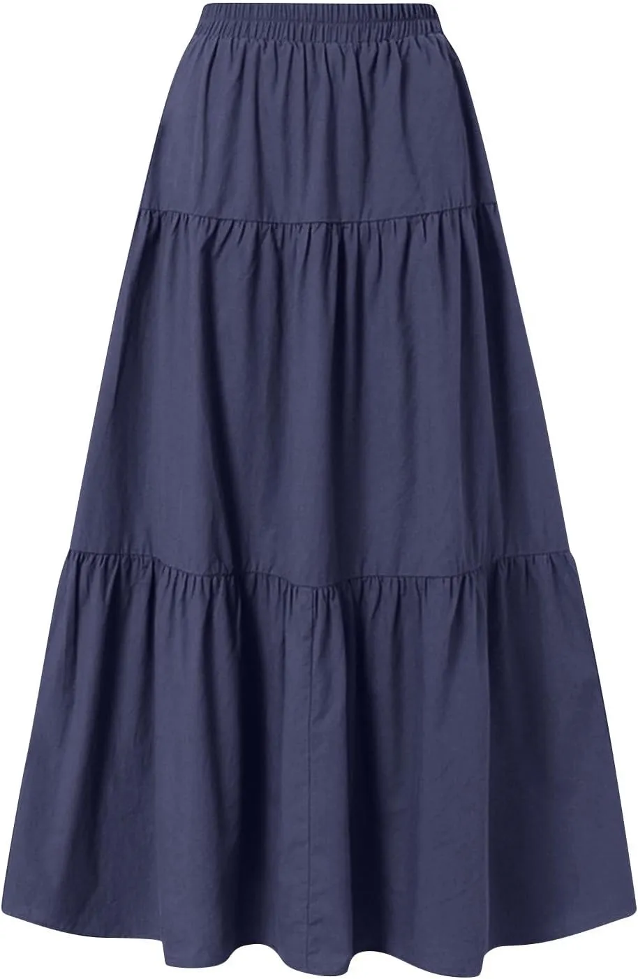 Women's Long Elastic High Waist Retro Pleated A-Line Flared Maxi Skirts