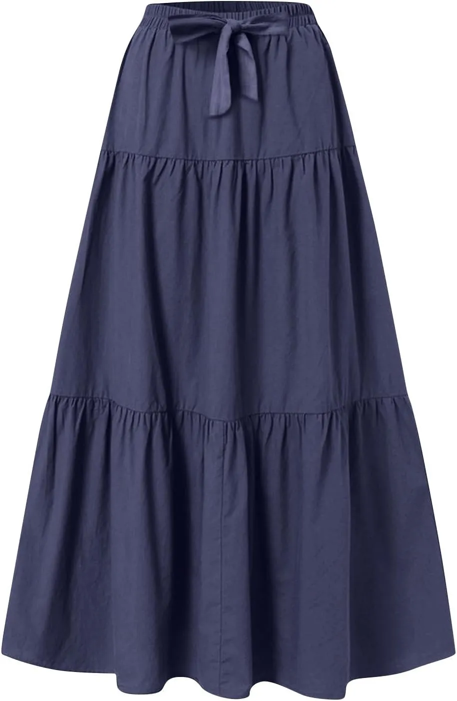 Women's Long Elastic High Waist Retro Pleated A-Line Flared Maxi Skirts