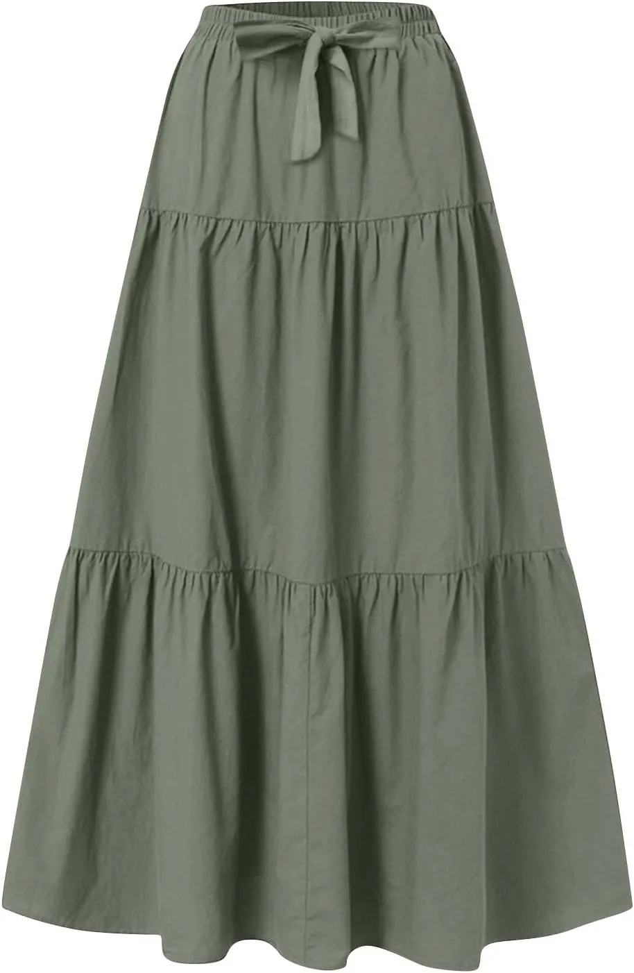 Women's Long Elastic High Waist Retro Pleated A-Line Flared Maxi Skirts