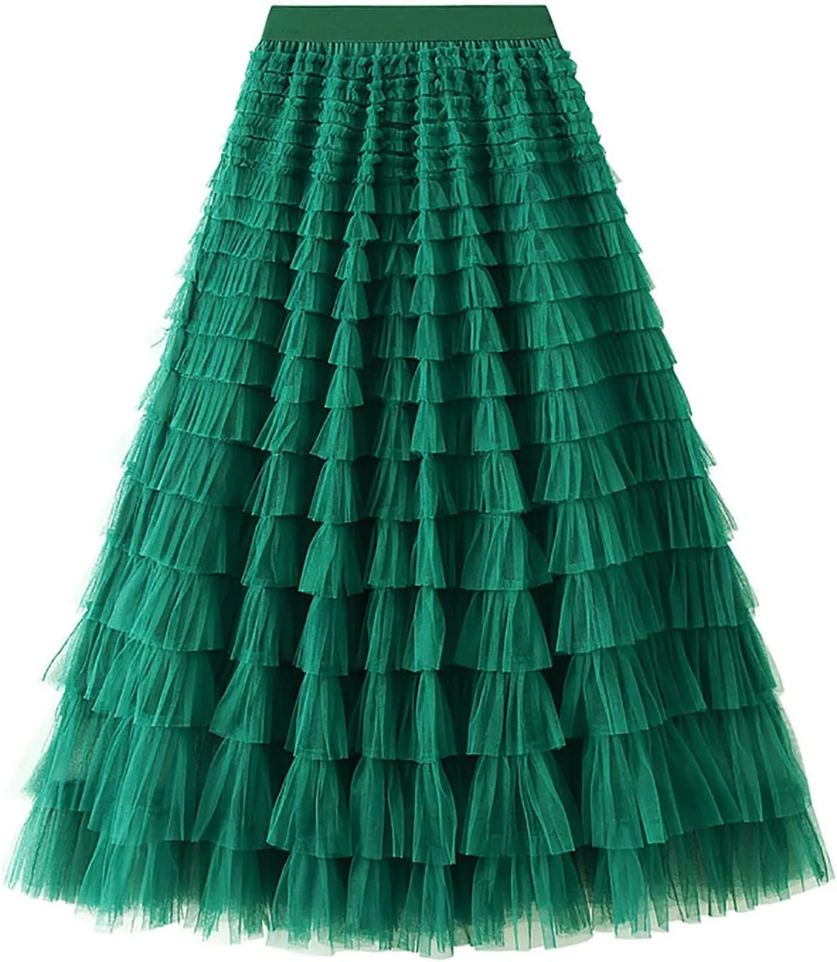 Women's Long Maxi Tulle Skirts A Line Ruffle High Waisted Tiered Layered Mesh Tutu Skirt Petticoat Costumes