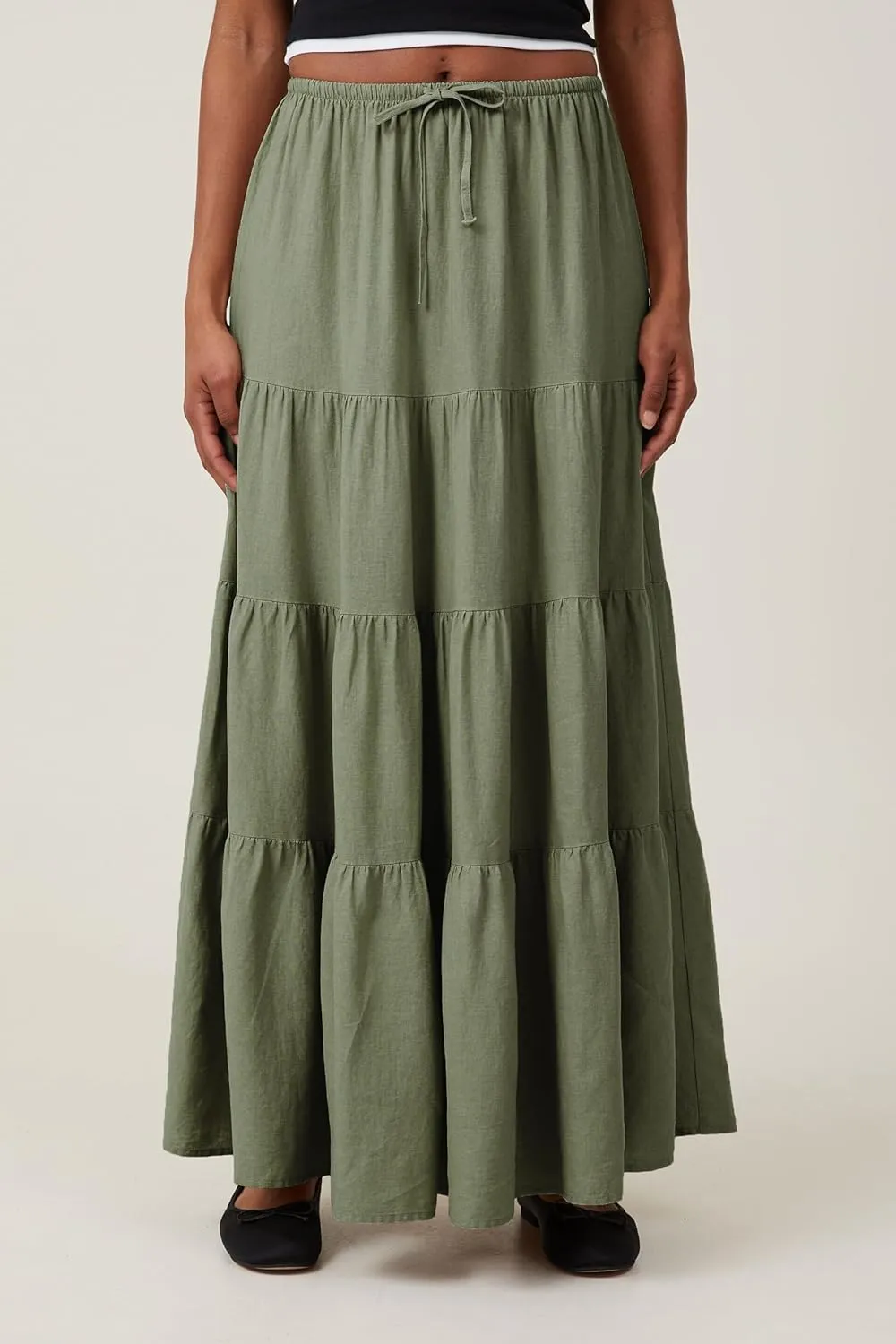 Women's Maxi Skirts Flowy Skirt Elastic High Waist Pleated A-Line Flared Long Skirts