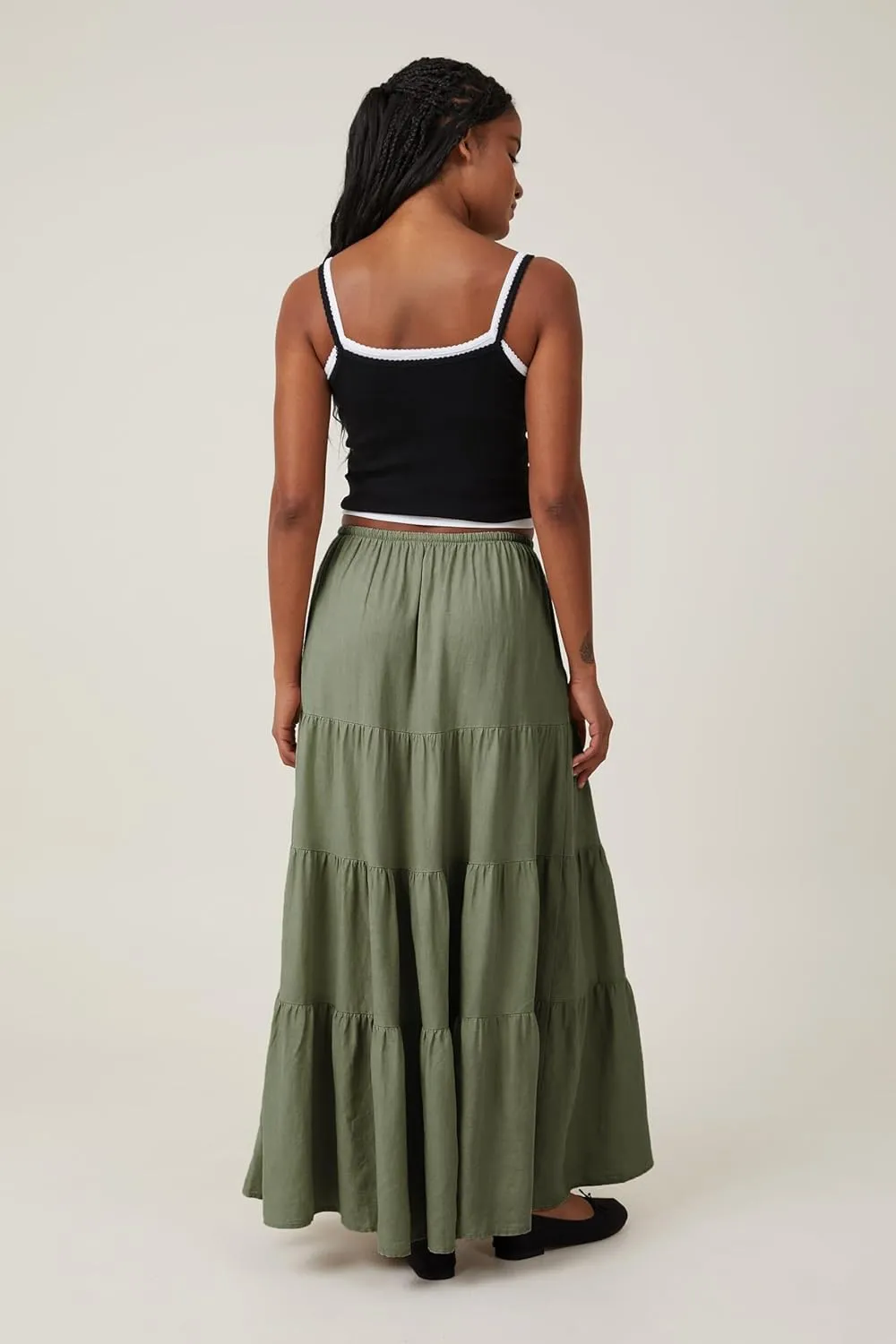 Women's Maxi Skirts Flowy Skirt Elastic High Waist Pleated A-Line Flared Long Skirts