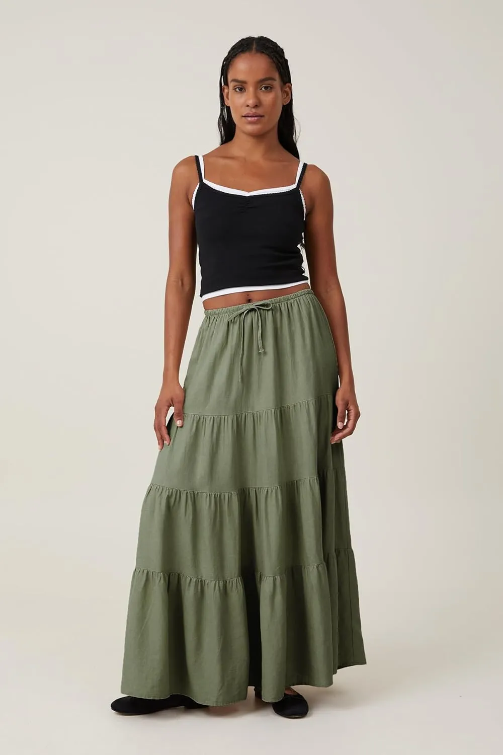 Women's Maxi Skirts Flowy Skirt Elastic High Waist Pleated A-Line Flared Long Skirts