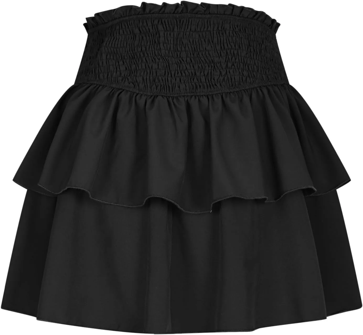 Women's Mini Skirt Elastic High Waist Pleated Skirt Double Layered Ruffle Short Skirt Cute Tiered Sports Skirt