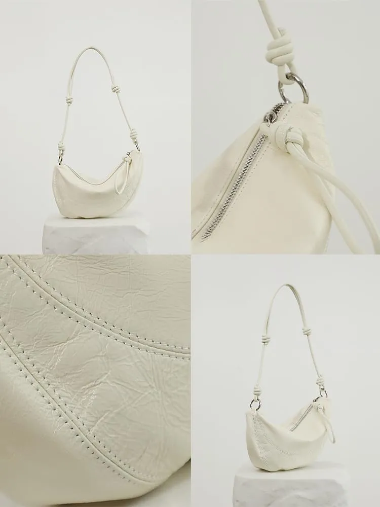 Women's Oil Wax Cowhide Knot Shoulder Crossbody Underarm Bag Handbag Hobo Vintage Clutch Versatile Chic Stylish Casual