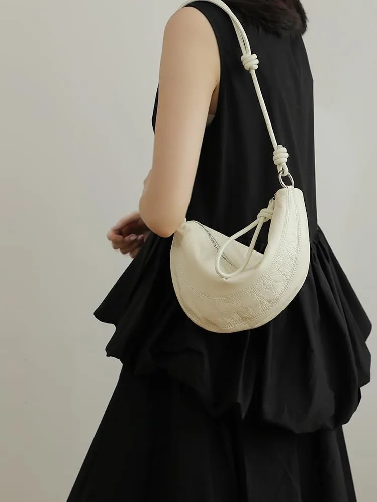 Women's Oil Wax Cowhide Knot Shoulder Crossbody Underarm Bag Handbag Hobo Vintage Clutch Versatile Chic Stylish Casual