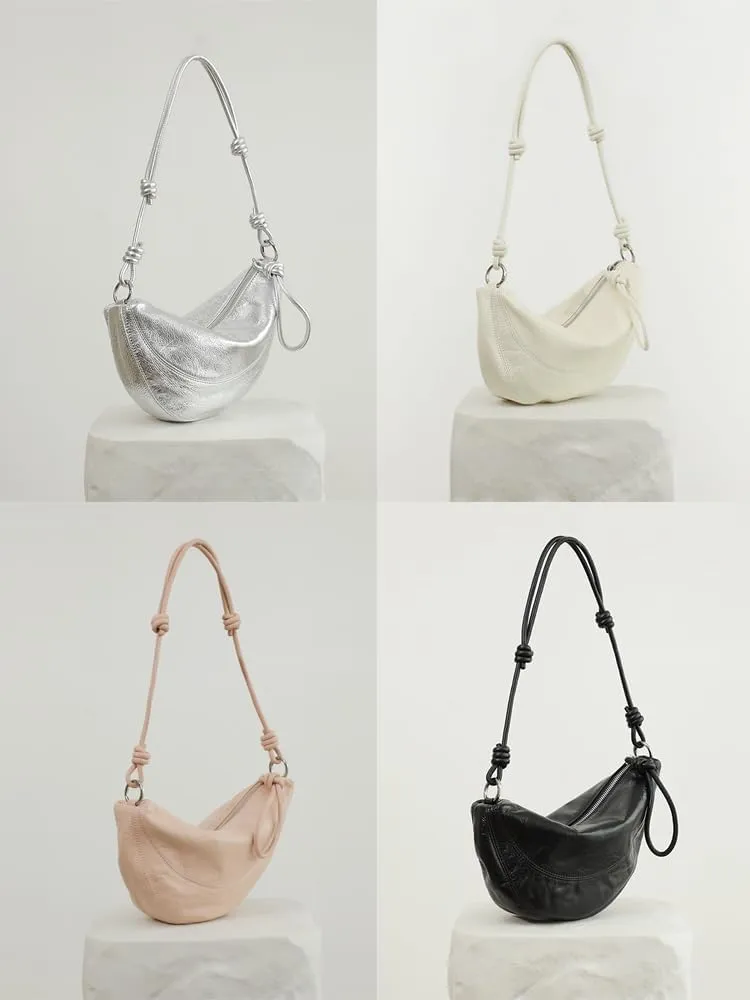 Women's Oil Wax Cowhide Knot Shoulder Crossbody Underarm Bag Handbag Hobo Vintage Clutch Versatile Chic Stylish Casual