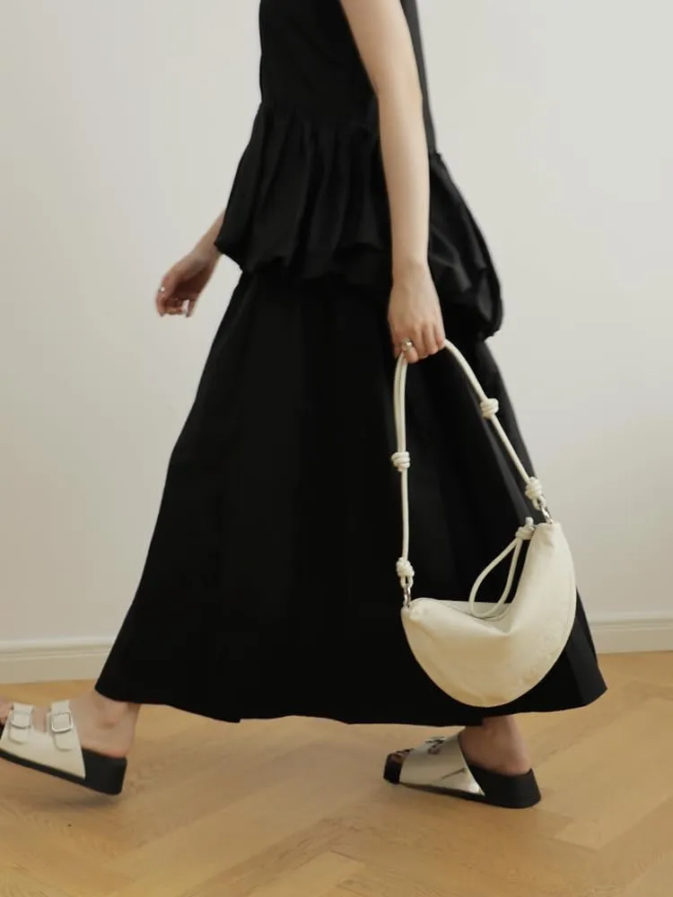 Women's Oil Wax Cowhide Knot Shoulder Crossbody Underarm Bag Handbag Hobo Vintage Clutch Versatile Chic Stylish Casual