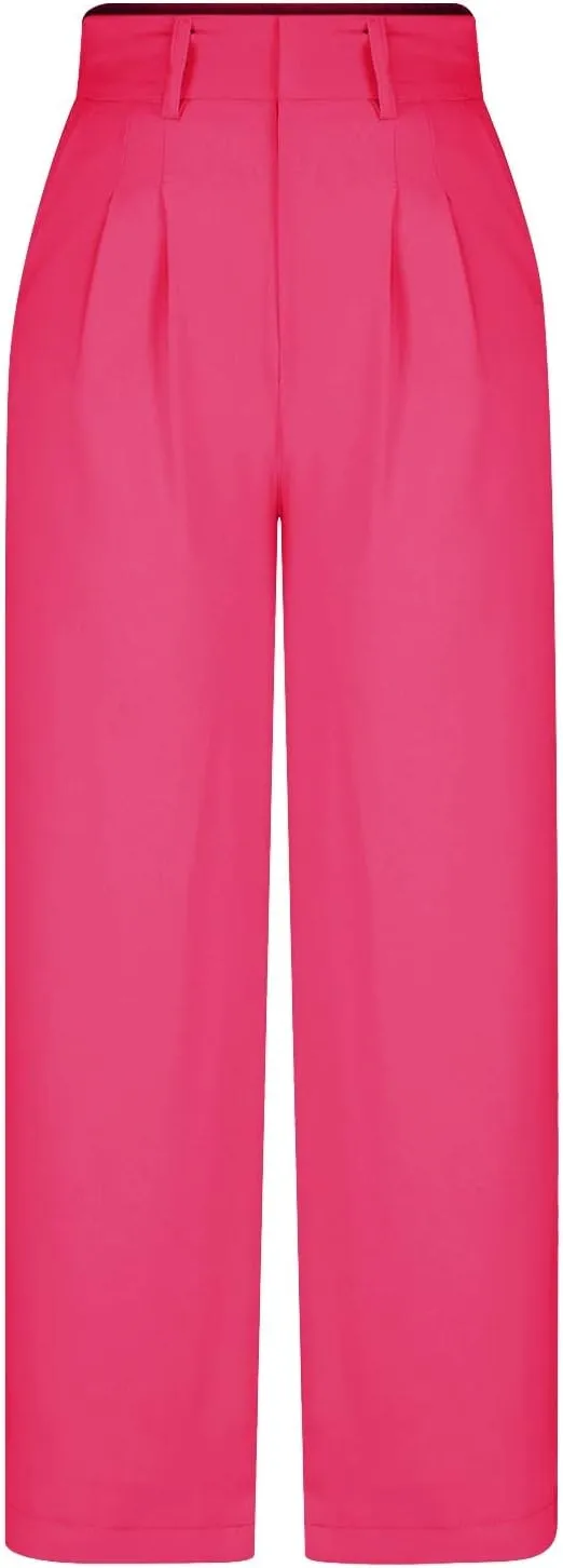 Women's Pants Casual High Waist Trousers Fashion Wide Leg Solid Flared Pants Stretchy Work Pants with Pockets