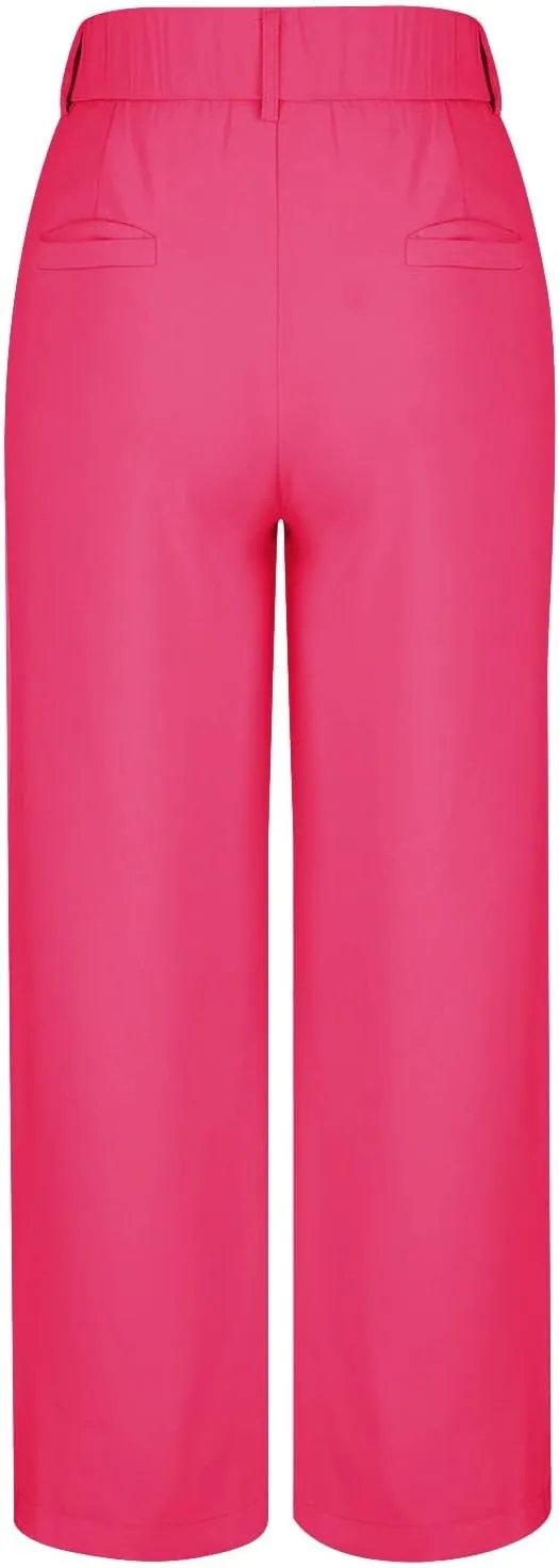 Women's Pants Casual High Waist Trousers Fashion Wide Leg Solid Flared Pants Stretchy Work Pants with Pockets