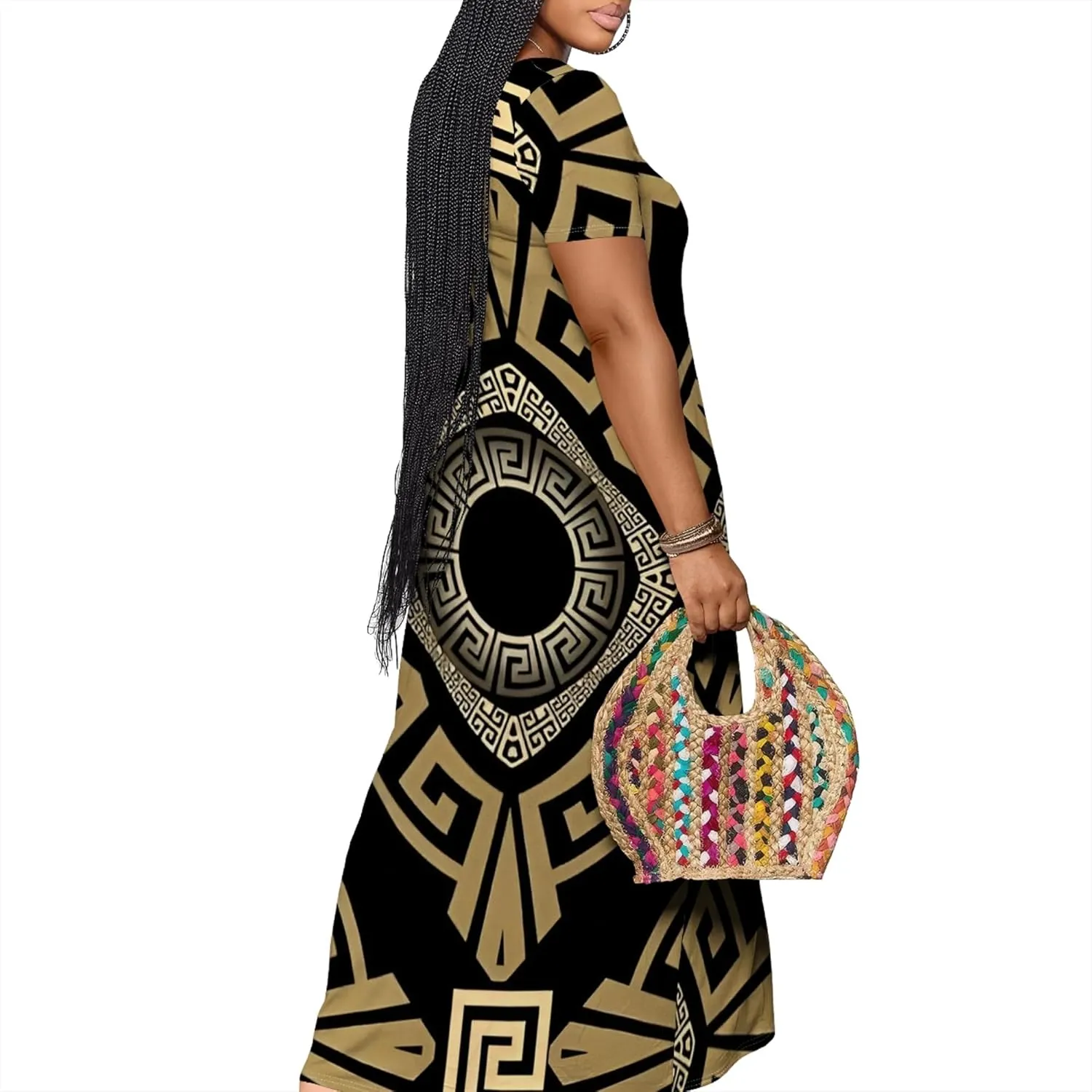 Women's Plus Size Summer Dress African Art Graphic Print Maxi Flowy Tank Dress Casual A Line Skirt for Curvy Women