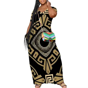 Women's Plus Size Summer Dress African Art Graphic Print Maxi Flowy Tank Dress Casual A Line Skirt for Curvy Women