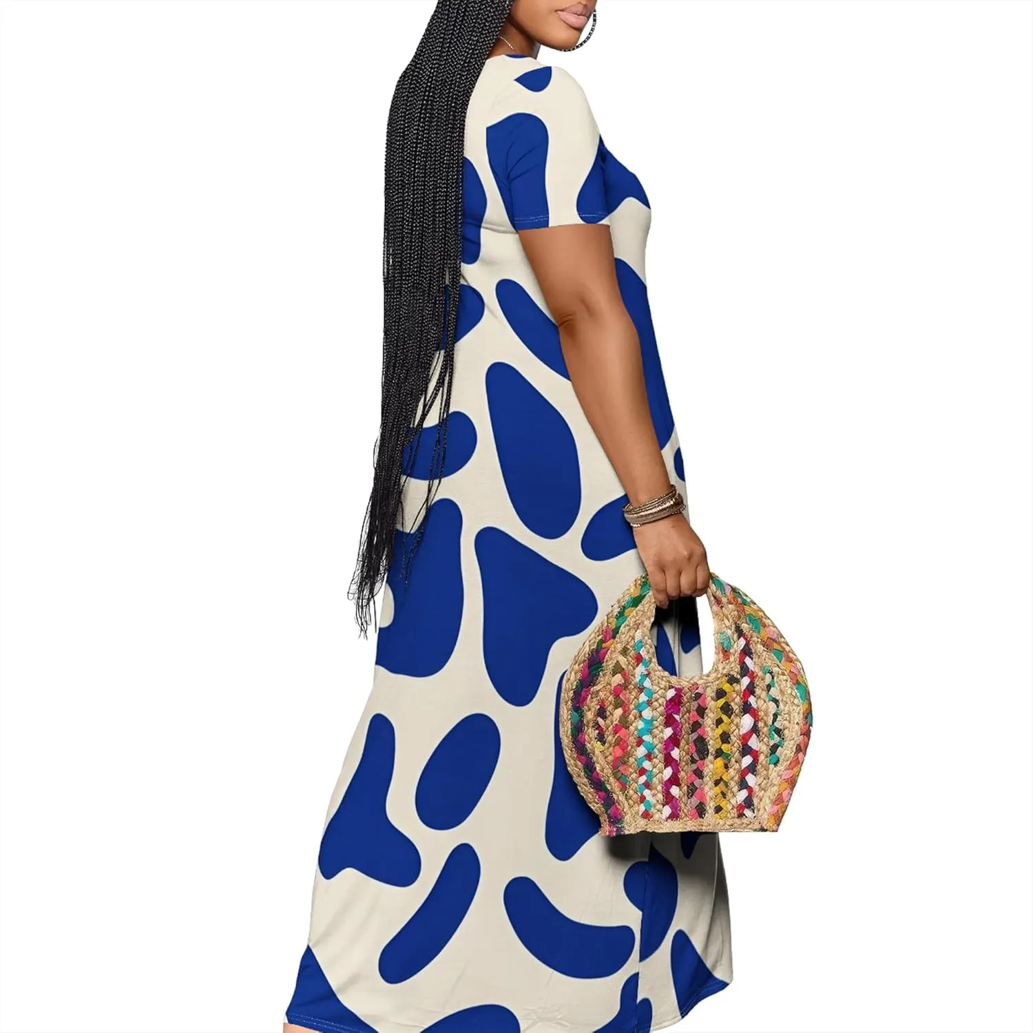 Women's Plus Size Summer Dress African Art Graphic Print Maxi Flowy Tank Dress Casual A Line Skirt for Curvy Women