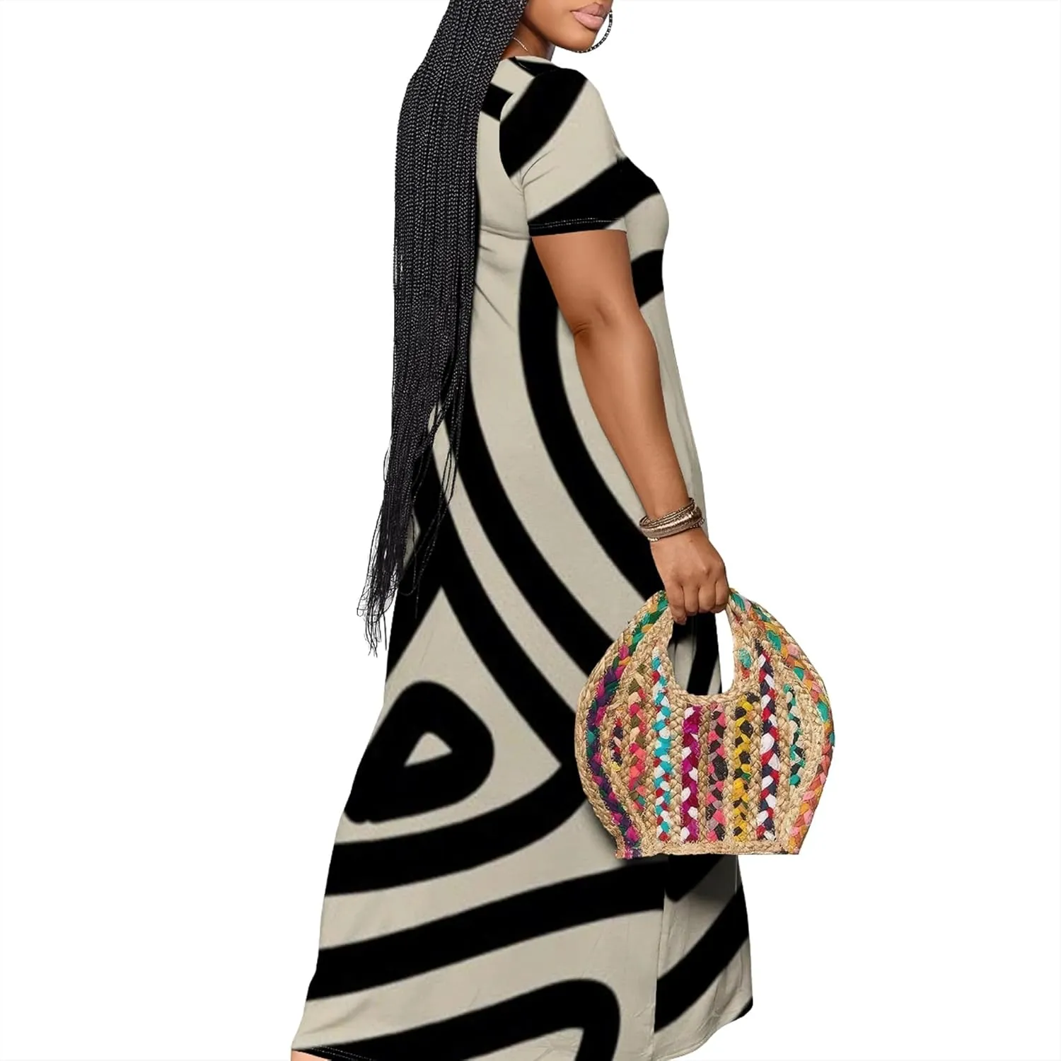 Women's Plus Size Summer Dress African Art Graphic Print Maxi Flowy Tank Dress Casual A Line Skirt for Curvy Women