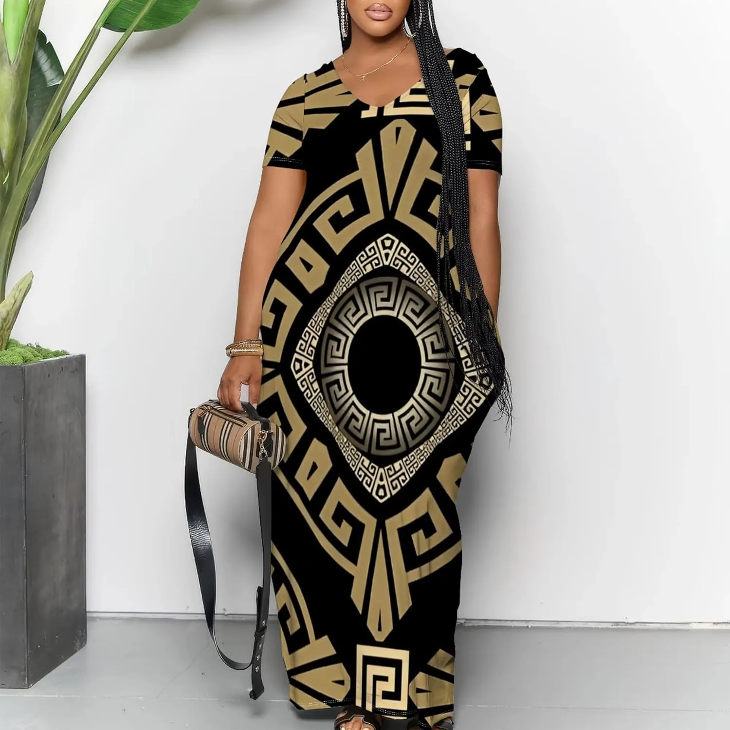 Women's Plus Size Summer Dress African Art Graphic Print Maxi Flowy Tank Dress Casual A Line Skirt for Curvy Women