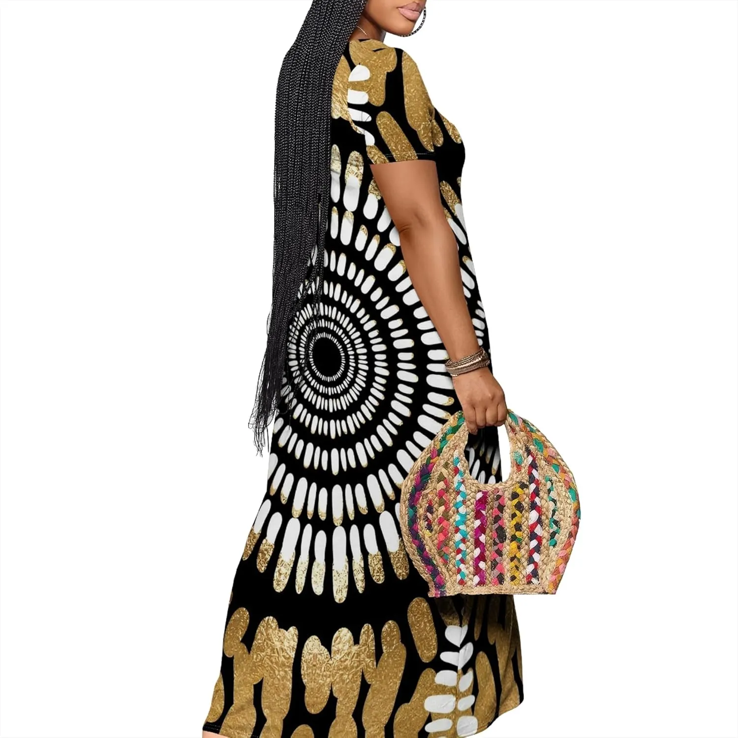Women's Plus Size Summer Dress African Art Graphic Print Maxi Flowy Tank Dress Casual A Line Skirt for Curvy Women
