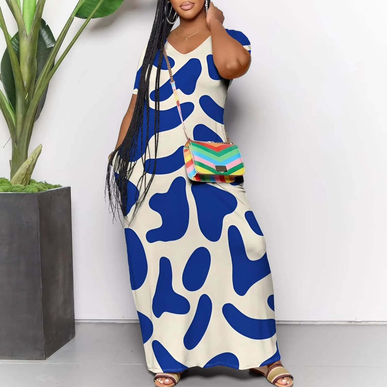Women's Plus Size Summer Dress African Art Graphic Print Maxi Flowy Tank Dress Casual A Line Skirt for Curvy Women