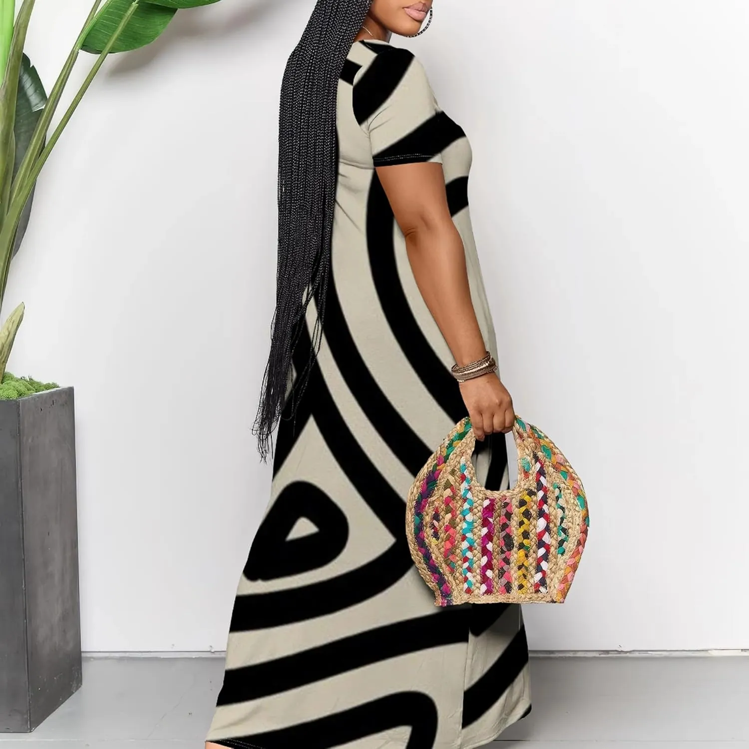 Women's Plus Size Summer Dress African Art Graphic Print Maxi Flowy Tank Dress Casual A Line Skirt for Curvy Women